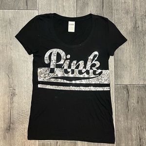 Pink M rhinestone T-shirt